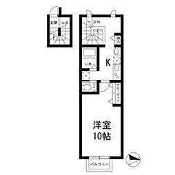 アーバンコート白鳥 2階1Kの間取り