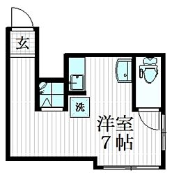 福瀬ハイツ 1階ワンルームの間取り