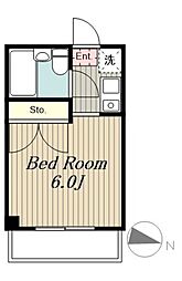 Ｕトピア高幡不動1 5階ワンルームの間取り