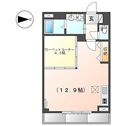 JR阪和線 紀伊駅 徒歩6分の賃貸マンション 1階ワンルームの間取り