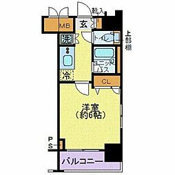 都営三田線 御成門駅 徒歩3分の賃貸マンション 12階1Kの間取り