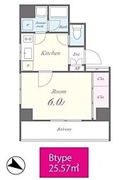 WAVE千束 5階1Kの間取り