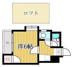 マリー大橋 1Kの間取図画像