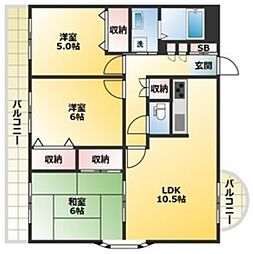 パークヒルズ西台 10階3LDKの間取り