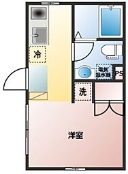 レガリア新丸子 2階ワンルームの間取り