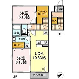 シャルマン高野台A 2LDKの間取図画像