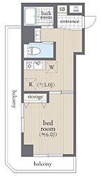 セザール西高島平 5階1Kの間取り
