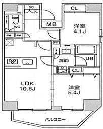 SYFORME江戸川橋 6階2LDKの間取り