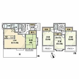 JR横浜線 相原駅 徒歩18分の賃貸一戸建て 4LDKの間取り