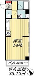 東京メトロ東西線 行徳駅 徒歩1分の賃貸マンション 6階ワンルームの間取り