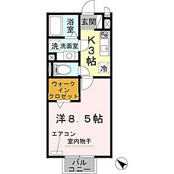 南海線 紀ノ川駅 徒歩14分の賃貸アパート 1階1Kの間取り