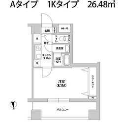スカイレジデンス中落合 5階1Kの間取り