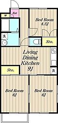 リベラル3原当麻 3LDKの間取図画像