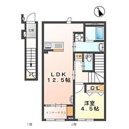 セレーネ 2階1LDKの間取り