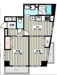 駒込グローリア初穂 2DKの間取図画像