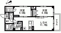 ウルソナーレ 1階2LDKの間取り