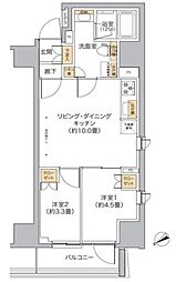 リビオメゾン新宿ウエスト 12階2LDKの間取り