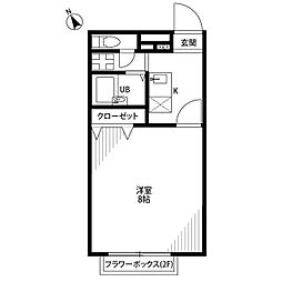 アムール Fortune 1階1Kの間取り