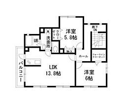 ディアコート 3階2LDKの間取り