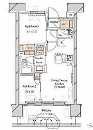 ブランシエスタ新丸子リバーフロント 2LDKの間取図画像