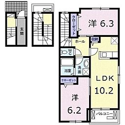 アルコバレーニ3 2LDKの間取図画像