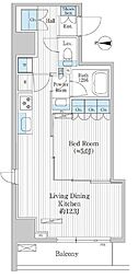 グレイスリヴィエール東京八丁堀 1LDKの間取図画像