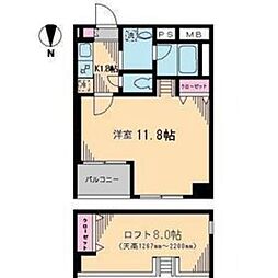ブルソール信濃町 4階1Kの間取り
