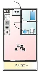 Glanz氷川町 ワンルームの間取図画像