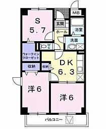 メゾン・パルテールII 1階2SDKの間取り