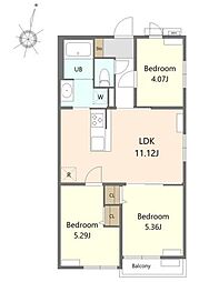 葛飾区柴又1丁目マンション 3LDKの間取図画像