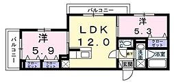 ヴィレッジ キール 4階2LDKの間取り