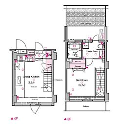 グラントレゾール広尾 4階1DKの間取り
