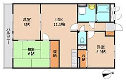 グランドエル 1階3LDKの間取り