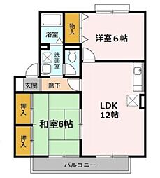 フラワーヒルズB 2LDKの間取図画像