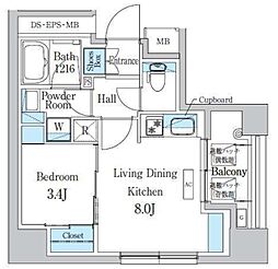 デュオフラッツ浅草蔵前 4階1LDKの間取り
