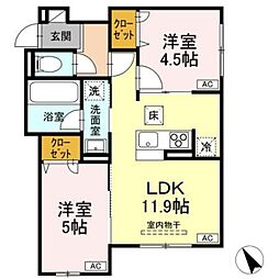 Asset-Court元横山町 1階2LDKの間取り