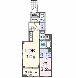 ＭＡＬＩＢＵ 1階1LDKの間取り