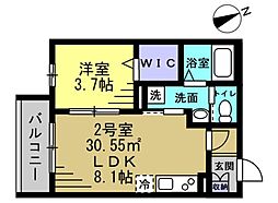 55-1 船橋 1LDKの間取図画像
