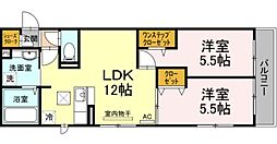 センチュリーハイムあかね台 1階2LDKの間取り