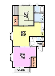 ロングアイランド 2階2LDKの間取り