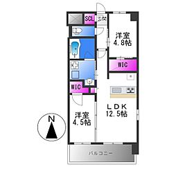 スプランディッド城東関目 2階2LDKの間取り