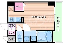 JR大阪環状線 京橋駅 徒歩6分の賃貸マンション 6階ワンルームの間取り