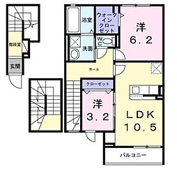 ドルチェビータ III 3階2LDKの間取り
