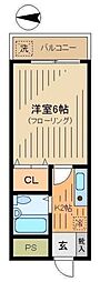 コーポアゼリア 2階1Kの間取り