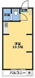 コーポ・アルカディア1号棟 ワンルームの間取図画像