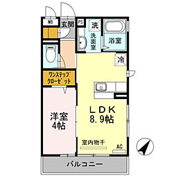 ウェールス久地 1LDKの間取図画像