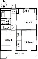 第二宮崎マンション 3階1Kの間取り