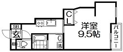 シャンテー長尾 1Kの間取図画像
