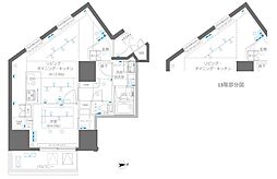 ズーム信濃町 11階1LDKの間取り