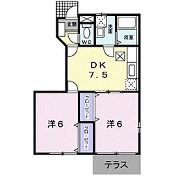 ソーレ・レヴァンテ　Ａ 1階2DKの間取り